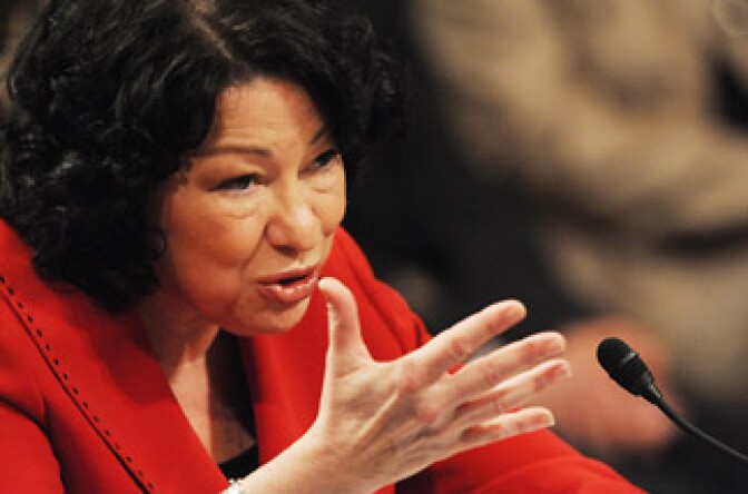 US Supreme Court nominee Sonia Sotomayor appears on the second day of her Senate confirmation hearing on Capitol Hill in Washington,DC on July 14, 2009. If confirmed, the appeals court judge would also become the third woman to serve on the nation's highest court. 