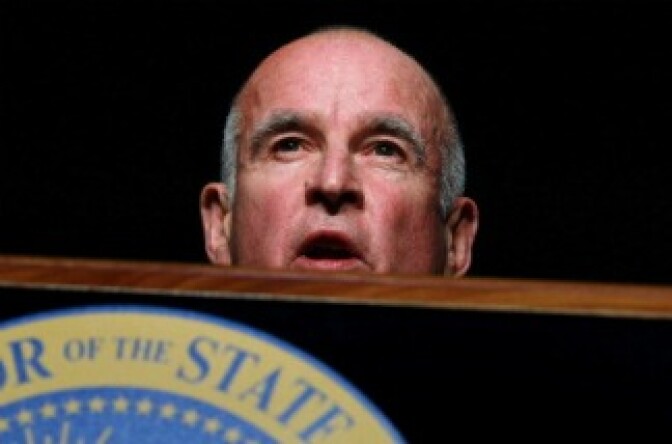 Jerry Brown delivers remarks after he was sworn in as the 39th governor of California by California.