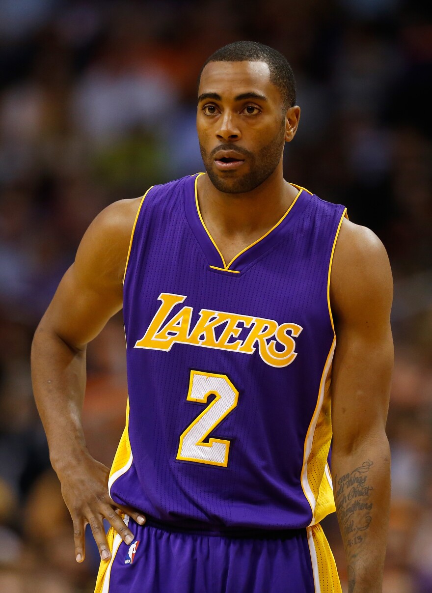 PHOENIX, AZ - OCTOBER 29: Wayne Ellington #2 of the Los Angeles Lakers during the NBA game against the Phoenix Suns at US Airways Center on October 29, 2014 in Phoenix, Arizona. The Suns defeated the Lakers 119-99. NOTE TO USER: User expressly acknowledges and agrees that, by downloading and or using this photograph, User is consenting to the terms and conditions of the Getty Images License Agreement. (Photo by Christian Petersen/Getty Images)