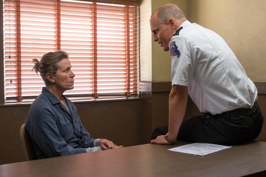 Frances McDormand and Woody Harrelson in the film THREE BILLBOARDS OUTSIDE EBBING, MISSOURI. 
Photo by Merrick Morton. © 2017 Twentieth Century Fox Film Corporation All Rights Reserved
