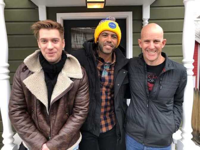 Stars and co-writers of "Blindspotting," Raphael Casal and Daveed Diggs, with John Horn at the 2018 Sundance Film Festival.