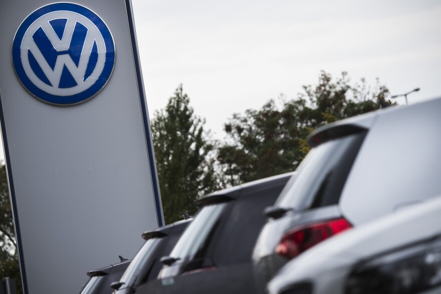 File: The Volkswagen logo is seen at a Volkswagen dealer in Berlin on September 22, 2015. 