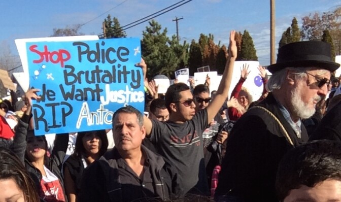 Demonstrators in Pasco, WA, took to the streets to protest the shooting death of Antonio Zambrano-Montes by police