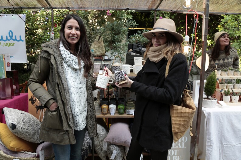 Barbara Garcia Cristina Planell show off their street style at the Palo Market on December 3, 2016 in Barcelona, Spain.