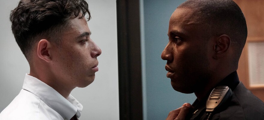 Anthony Ramos (L) and John David Washington (R) in the new film "Monsters and Men."