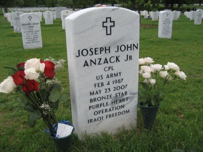 U.S. Army Corporal Joseph Anzack Jr. is buried at Arlington National Cemetery in Virginia. This area becomes the final resting place for American soldiers killed in Iraq.