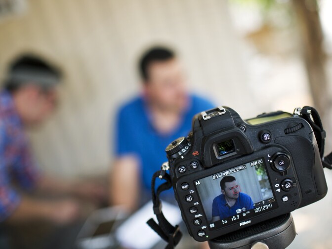 Joel Beltran sits down for a video interview at Shady Lane Mobile Home Park in Thermal, Calif. on Friday, June 19, 2015. The UC-Irvine Law School’s Community and Economic Development Clinic is starting a Indiegogo campaign to raise money to hook the park up to the public water and electrical systems.