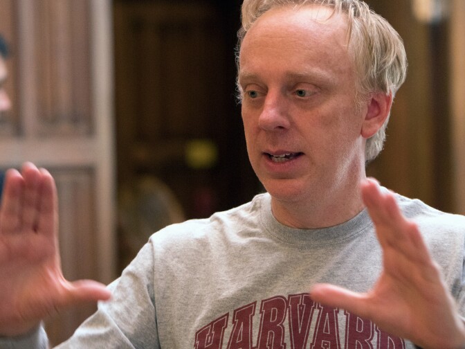 Writer-director Mike White on the set of "Brad's Status."