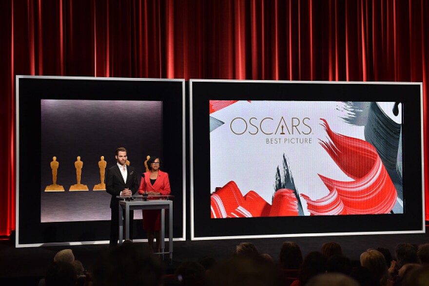 BEVERLY HILLS, CA - JANUARY 15:  Actor Chris Pine and Academy President Cheryl Boone Isaacs announce the nominees for Best Picture during the 87th Academy Awards Nominations Announcement at the AMPAS Samuel Goldwyn Theater on January 15, 2015 in Beverly Hills, California  (Photo by Kevin Winter/Getty Images)