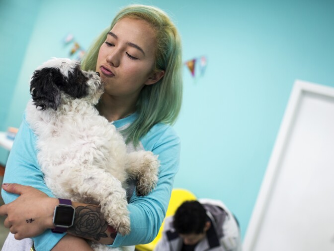 Sarah Wolfgang is the owner of the Dog Cafe, L.A.'s first-ever dog cafe. "A lot of times, the only way people can go through dog adoption is to go to a shelter," she says, "and dogs don't have the opportunity to show adopters their true selves."