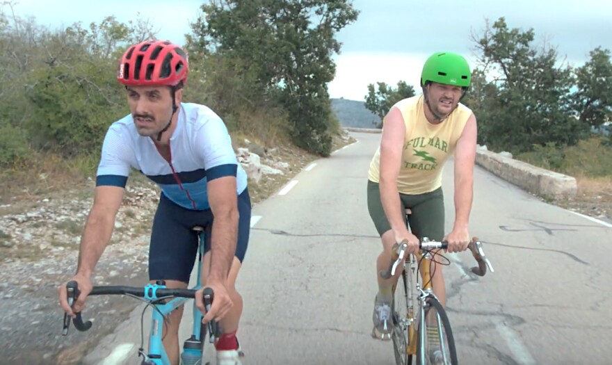 “The Climb” is about best friends who have a life-altering conversation while riding bikes up a mountain in France.