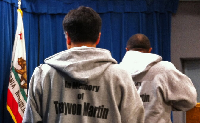 Lawmakers wear hoodies in support of slain teen Trayvon Martin, March 29, 2012.