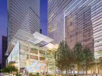 A rendering of the new Wilshire Grand hotel, which will include massive digital billboards on its sides.  