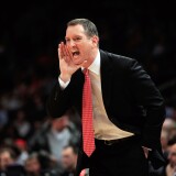 Head coach Mike Rice of the Rutgers Scarlet Knights coaches from the sideline against the Villanova Wildcats during their first round game of the 2012 BIG EAST Men's Basketball Tournament at Madison Square Garden on March 6, 2012 in New York City.  