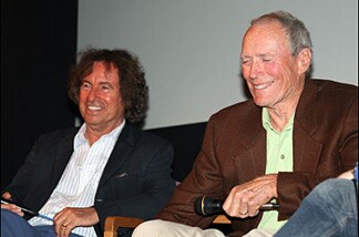Clint Eastwood and documentarian Michael Henry Wilson at the Aero Theatre.