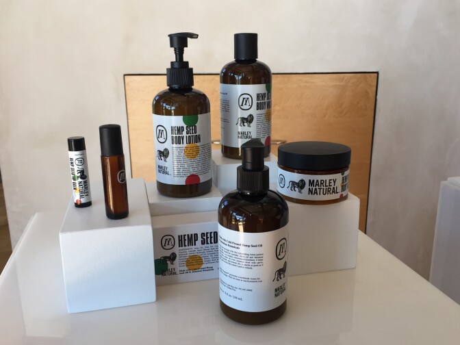 A sampling of Marley Natural products, on display at the launch party.