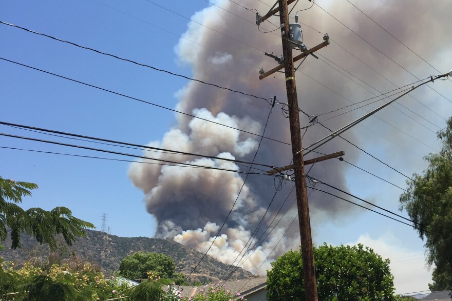 A fire burning near Duarte on Monday, June 20, 2016.