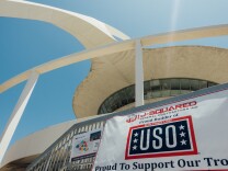 The new Bob Hope USO Airport Center is under construction in the base of the Theme Building at LAX.
 
