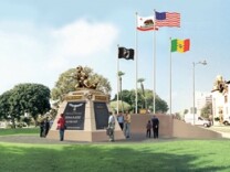 Artist's rendering of Eugene Obregon/Medal of Honor monument going up next to Olvera Street in downtown Los Angeles.