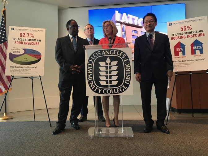 L.A. community college officials and politicians highlighted the issue of student homelessness and hunger.