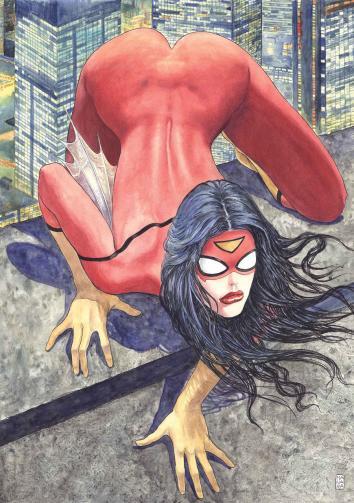 Spider-Woman cover art, as drawn by Milo Manara