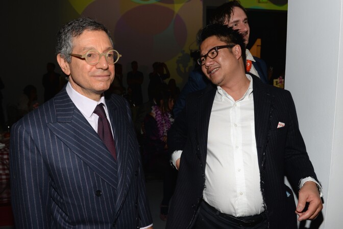 LOS ANGELES, CA - APRIL 20: MOCA Director Jeffrey Deitch (L) attends Yesssss! MOCA Gala 2013, Celebrating the Opening of the Exhibition Urs Fischer, at MOCA Grand Avenue and The Geffen Contemporary on April 20, 2013 in Los Angeles, California.  (Photo by Michael Buckner/Getty Images for MOCA)