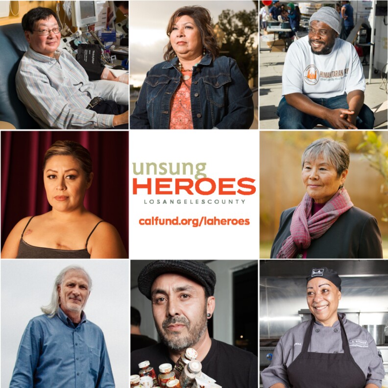 Some of the 30 unsung heroes highlighted in California Community Foundation's photo exhibit titled 'Portraits of Compassion'.