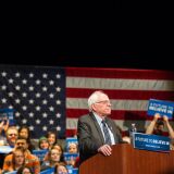 Democratic presidential candidate Bernie Sanders speaks during a rally in Dearborn, Michigan, March 7.