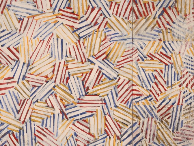 Jasper Johns, Untitled, 1975. Oil and encaustic on canvas (four panels). Broad Collection. Art © Jasper Johns / Licensed by VAGA, New York, NY. Photo: Douglas M. Parker Studio