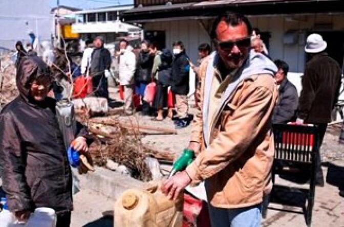 Riverside businessman Ted Honcharik is on a solo mission distributing free fuel to residents of Japan’s battered northeast coast.