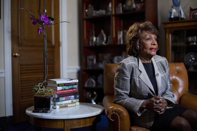 This photo taken on Thursday, March 23, 2017, shows Rep. Maxine Waters, D-Calif., as she speaks during her interview with the Associated Press at her congressional office on Capitol Hill in Washington. Waters has served in Congress for a quarter-century. Now she’s turned into the passionate voice of resistance against the Trump administration. (AP Photo/Pablo Martinez Monsivais)