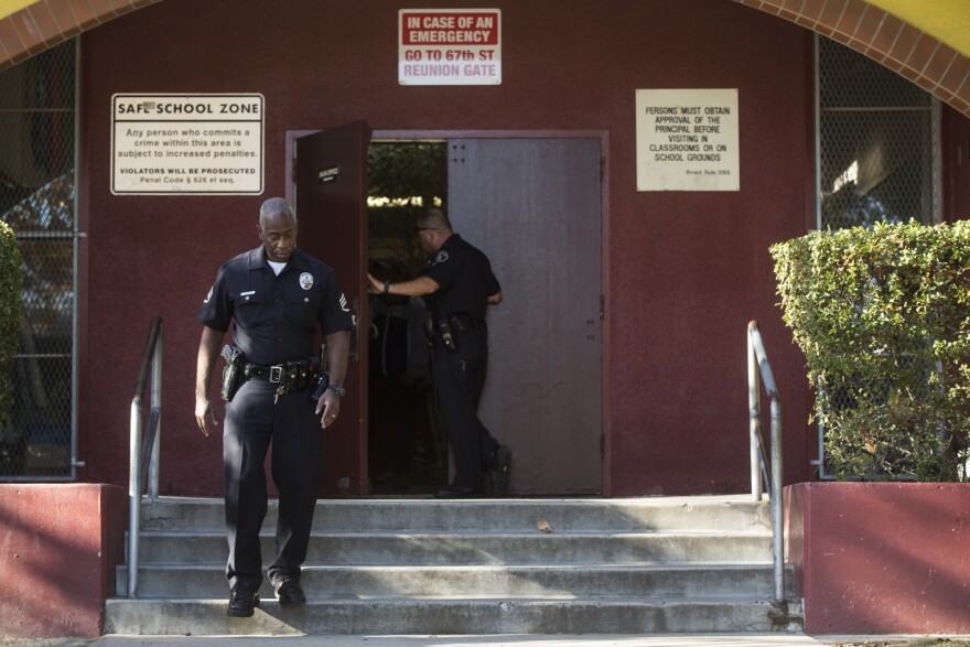 San Pascual Avenue Elementary School in Highland Park and all LAUSD schools are closed following Tuesday's threat of violence on Dec. 15, 2015.