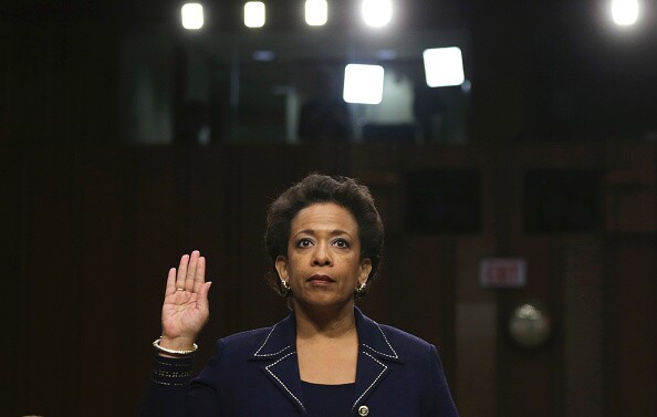 WASHINGTON, DC - JANUARY 28:  U.S. Attorney for the Eastern District of New York Loretta Lynch is sworn in before testifing during her confirmation hearing before the Senate Judiciary Committee January 28, 2015 on Capitol Hill in Washington, DC. If confirmed by the full Senate Ms. Lynch will succeed Eric Holder as the next U.S. Attorney General.  (Photo by Alex Wong/Getty Images)