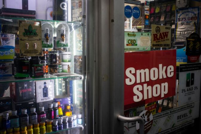 NEW YORK, NY - NOVEMBER 26:  Flavored e-cigarettes are displayed on a store on November 26, 2019 in New York City.  New York is voting to be the first big city to ban flavored e-cigarettes and comes days after New Yorks second vaping death. (Photo by Eduardo Munoz Alvarez/Getty Images)