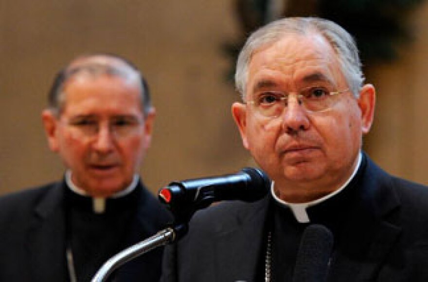 Archbishop Jose Gomez of San Antonio, Texas, speaks during a news conference at the Cathedral of Our Lady of the Angels on April 6, 2010 in Los Angeles, California. Gomez, 58, will take over the archdiocese of Los Angeles when Cardinal Mahoney retires. 