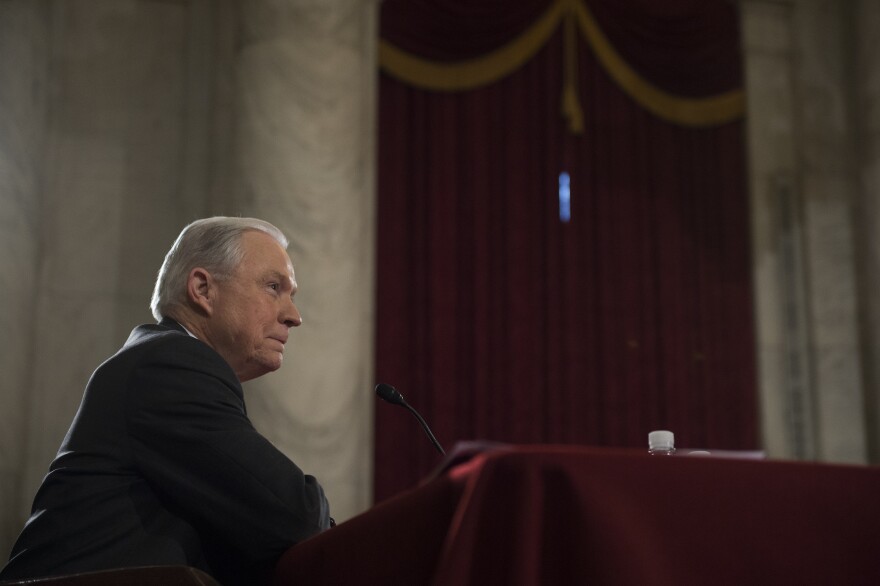 Sen. Jeff Sessions, R-AL, testifies during his confirmation hearing to be Attorney General of the US before the Senate Judiciary Committee on January 10, 2017, in Washington, DC.   / AFP / MOLLY RILEY        (Photo credit should read MOLLY RILEY/AFP/Getty Images)