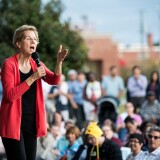 FLORENCE, SC - OCTOBER 26: Democratic presidential candidate, Sen. Elizabeth Warren (D-MA) addresses a crowd outside of the Francis Marion Performing Arts Center October 26, 2019 in Florence, South Carolina. Many presidential hopefuls campaigned in the early primary state over the weekend, scheduling stops around a criminal justice forum in the state capital. (Photo by Sean Rayford/Getty Images)