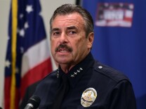 File: LAPD Chief Charlie Beck addresses the media at Police Headquarters in Los Angeles.