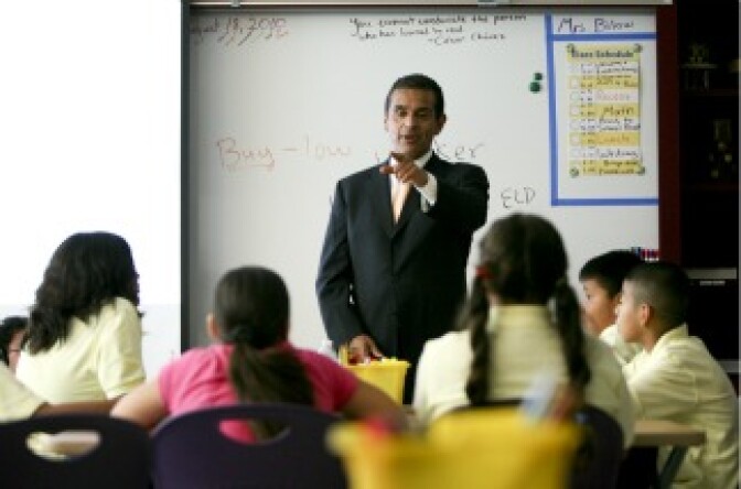 Mayor Antonio Villaraigosa at the opening of Camino Nuevo Charter Academy.
