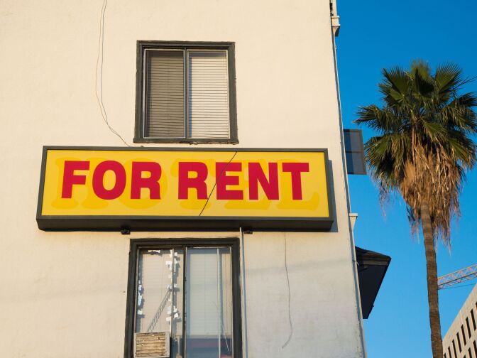 File photo: A "For Rent" sign is seen on a building Hollywood, California, May 11, 2016. Angelenos are feeling the increasing burden of rising rents and threats of eviction as forecast indicate rent prices will continue to rise through 2018.