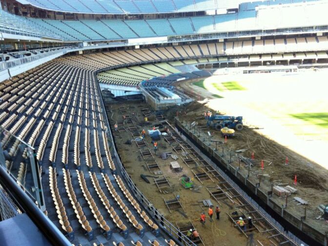 Dodger Stadium, under construction, Jan. 8, 2013.