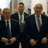 WASHINGTON, DC - MAY 24:  White House Chief of Staff John Kelly (R) and White House lawyer Emmet Flood (L) arrive to attend a briefing with members of the so-called 'Gang of Eight' at the U.S. Capitol May 24, 2018 in Washington, DC. The bipartisan group of senators requested a briefing from Coats, Federal Bureau of Investigation Director Christopher Wray and other intelligence officials about the FBI's use of a confidential intelligence source in the Russia investigation. The "Gang of Eight" consists of the top Republican and Democratic members of the House and Senate intelligence committee as well as congressional leaders from both parties.  (Photo by Mark Wilson/Getty Images)