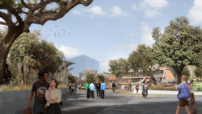 Gallery section of First and Broadway park.