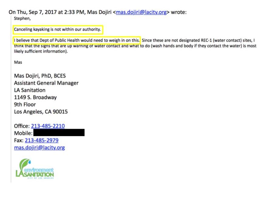 The portions of the L.A. River that are open to boating are actually designated REC-1; Dojiri corrected himself in a later email.