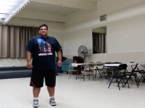 Gabriel Suarez, the commander of the American Legion Post in Monterey Park, stands in the hall members rent out for much-needed income. The post is trying to raise about $20,000 to fix the roof.