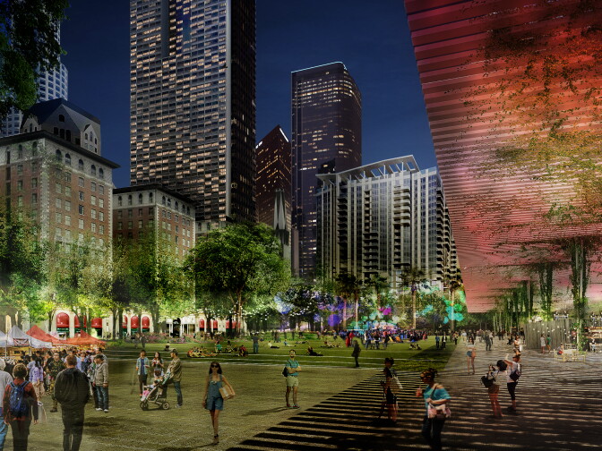 A rendering of the winning design for the new Pershing Square in downtown L.A. 