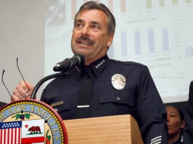 File photo: Los Angeles Police Chief Charlie Beck announces the 2009 crime statistics for Los Angeles on Jan. 6, 2010.