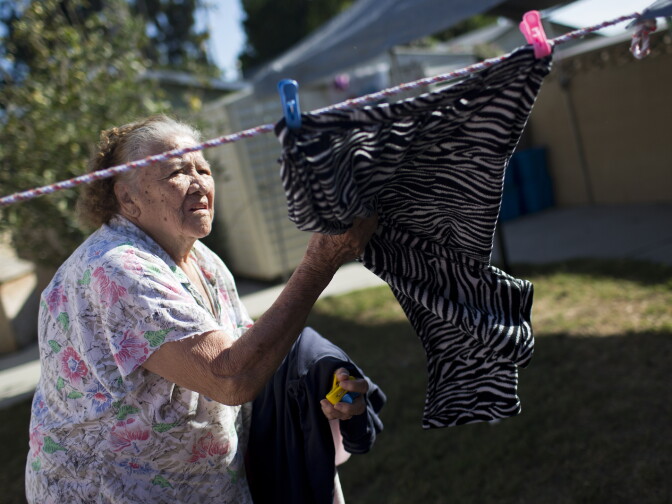 Soledad Salas, 90, lives with her three great grandchildren in their South Los Angeles home.