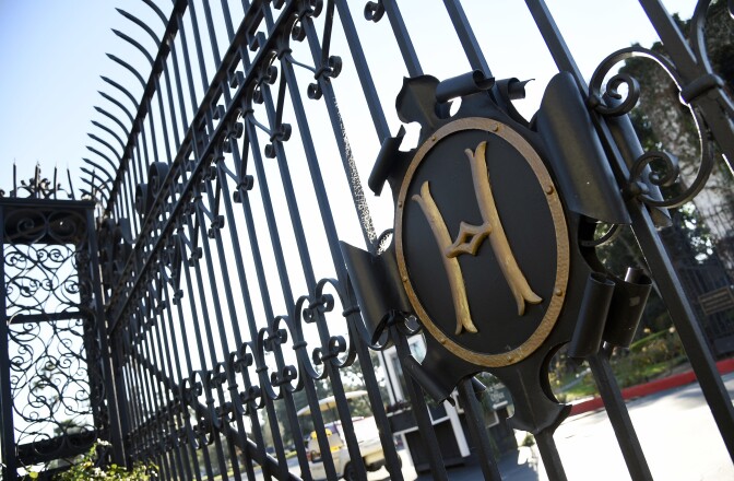 The front gate of Hollywood Forever Cemetery is pictured on Tuesday, Jan. 31, 2017, in Los Angeles. (Photo by Chris Pizzello/Invision/AP)