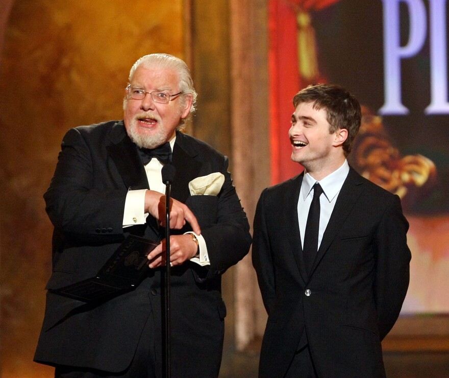 Actors Richard Griffiths (L) and Daniel Radcliffe present the Tony for Best Play onstage during the 62nd Annual Tony Awards held at Radio City Music Hall on June 15, 2008 in New York City.